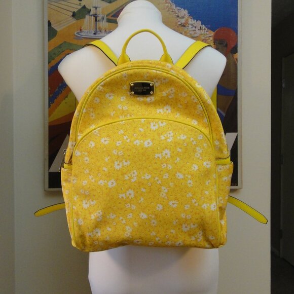 Michael Kors Backpack Bookbag Yellow Flower Floral - Picture 1 of 15